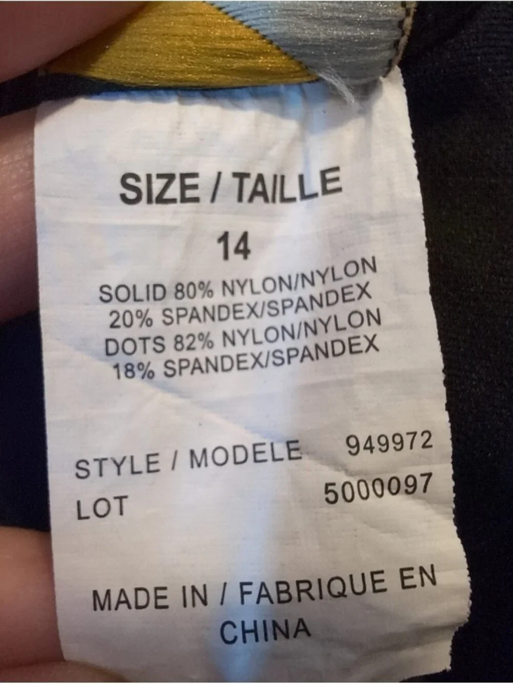 Mainstream Polka Dot Swim Dress Size 14 Black White Ruffle Hem Retro One Piece